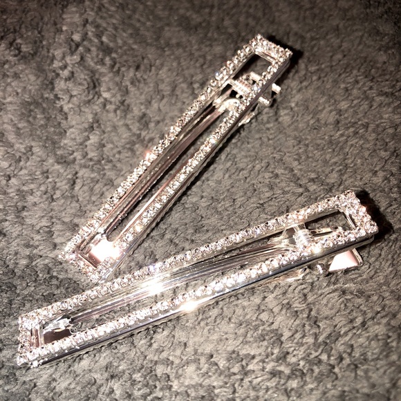 JUMBO Crystal Hair Clips Set of 2 - Picture 1 of 2